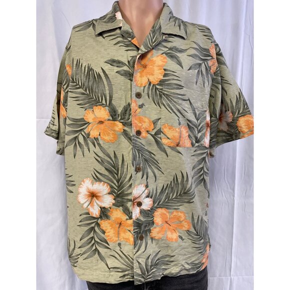 Traders Bay Men's Green Floral Washable Silk Button Up Size M SKU 4721 - Picture 1 of 5